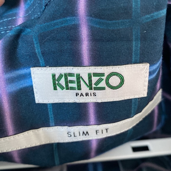 Pre❤️ Kenzo Paris Slim Fit Button Down Retro/Geometric Shirt - size 39 ( 15 1/4) - Picture 8 of 11